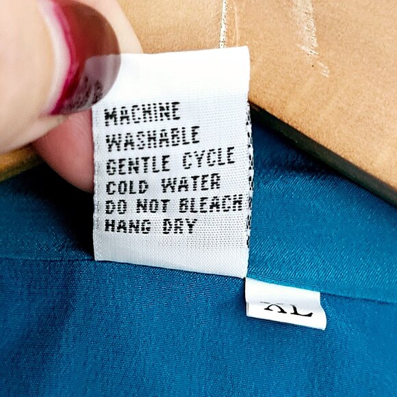 Vintage Fu Da Silk XL Teal Blue Silk Nylon Jacket Zip & Button Pockets ~JA106.13 - Picture 5 of 10